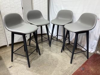 NEW! MUUTO Fiber Bar Stool w/ Backrest & Wood Base (Set of 4)