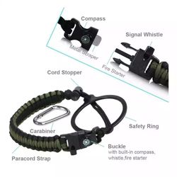 Paracord Handle For Hydro Flask Water Bottle Survival With Safety Ring  Carabiner Compass Fits Wide Mouth