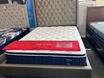 New mattress, boxpring and metal frame. All sizes available. Twin mattress starts at $99. Hablamos Español.