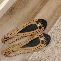 Tory Burch Carlyle Woven Leather Ballet Flats.