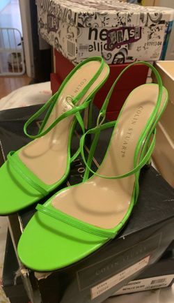 Colin Stuart lime green open toe heels
