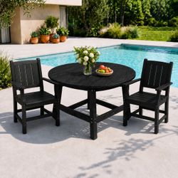 Black Outdoor Dining Table and Chair Set