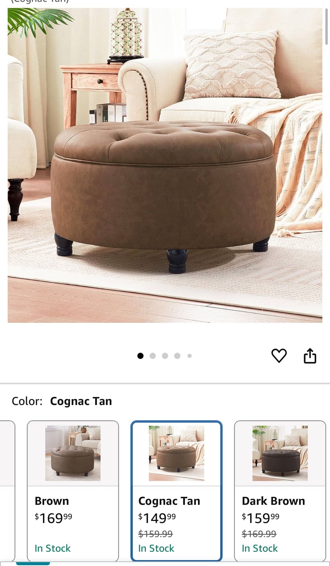 30-Inch Round Storage Ottoman