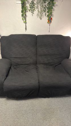 Black Loveseat recliner with cover