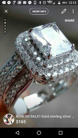 Solid 925 sterling silver engament wedding ring