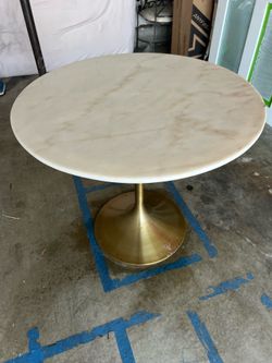 Leilani White Marble Top and Gold Tulip Dining Table