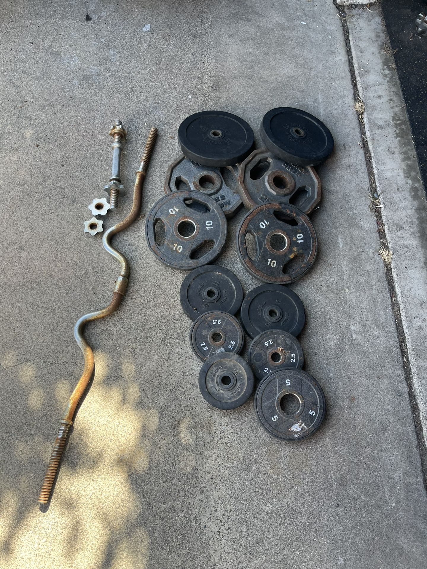 Standard Size Weights With Curl Barbell