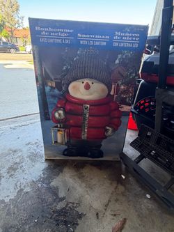 Snowman Figurine with LED Lantern