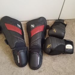 Hayabusa 16oz boxing/kickboxing gloves and Hayabusa shin pads