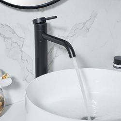 Tall Bathroom Faucet, Brushed Nickel And Black Vessel Sink Faucet Single Hole  black and Nickel F 26N $30