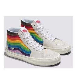 New VANS Skate Sk8-Hi Pro Pride Mens Size 12 High Top Shoes White Rainbow Skate New