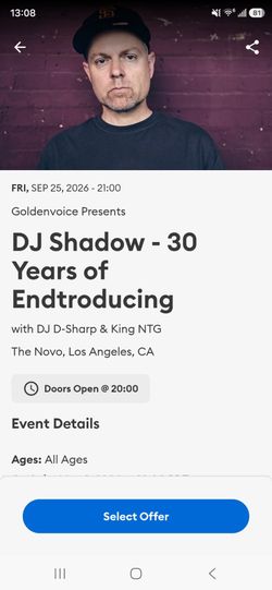 DJ Shadow- 30 Years of Endtroducing VIP MEET & GREET