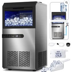 Commercial Ice Machine Maker 100LBS High Capacity Ice Cube Auto Clean Under Counter Stainless Steel