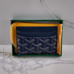 Navy Blue Go-yard Card Holder with Bag, Card, and Box
