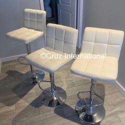 New 3 White Bar Stools 