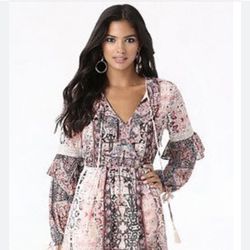 Brand New Woman’s Bebe brand Pink Bohemian  Maxi Dress  Up For Sale 