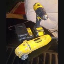 DeWalt Drill And Grinder  With Two Batteries and Charger