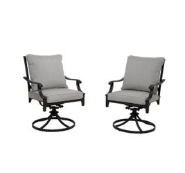 allen + roth Thomas Lake Set of 2 Gray Steel Frame Swivel rocker Dining Chair with Light gray Cushioned Seat