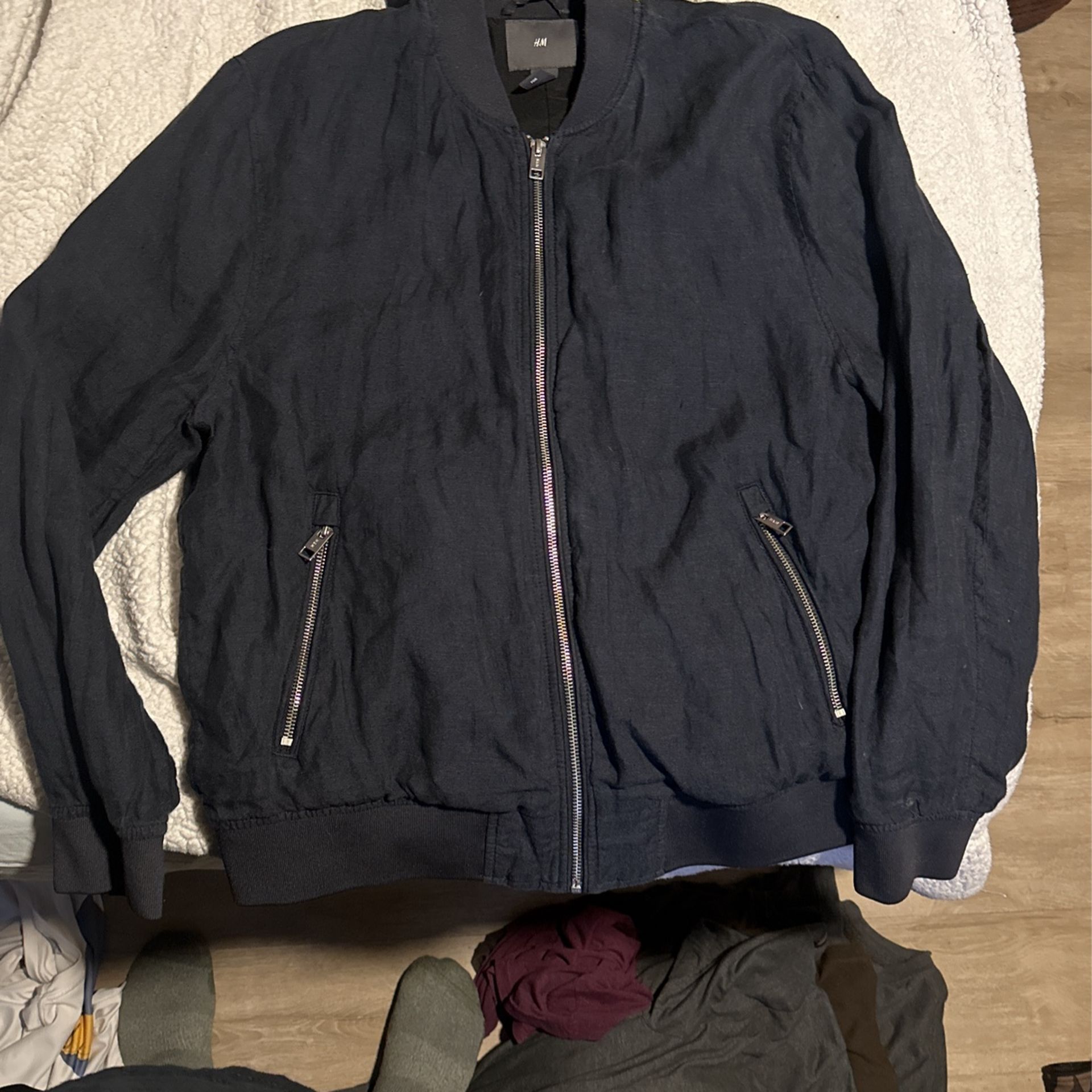 Midnight Blue Xl Minimalist H&M Bomber