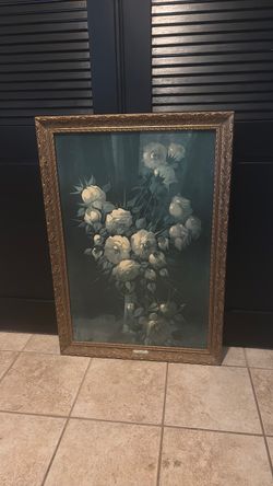 Framed Floral Still Life Painting
