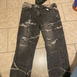 Black distressed jeans baggy Size L