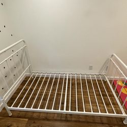 Metal Child Twin Size Bed Height Adjustable Color WHITE