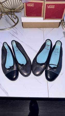 Thierry Rabotin Black Leather Ballet Flats