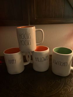 Lot of 4 Halloween Rae Dunn Coffee Mugs