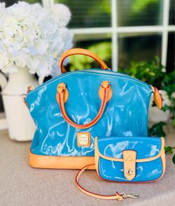 Dooney & Bourke Patent Dome Satchel w/ Matching Wallet Set