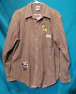 VINTAGE 90'S DISNEY MICKEY MOUSE & PLUTO CORDUROY SHIRT MENS SIZE MEDIUM