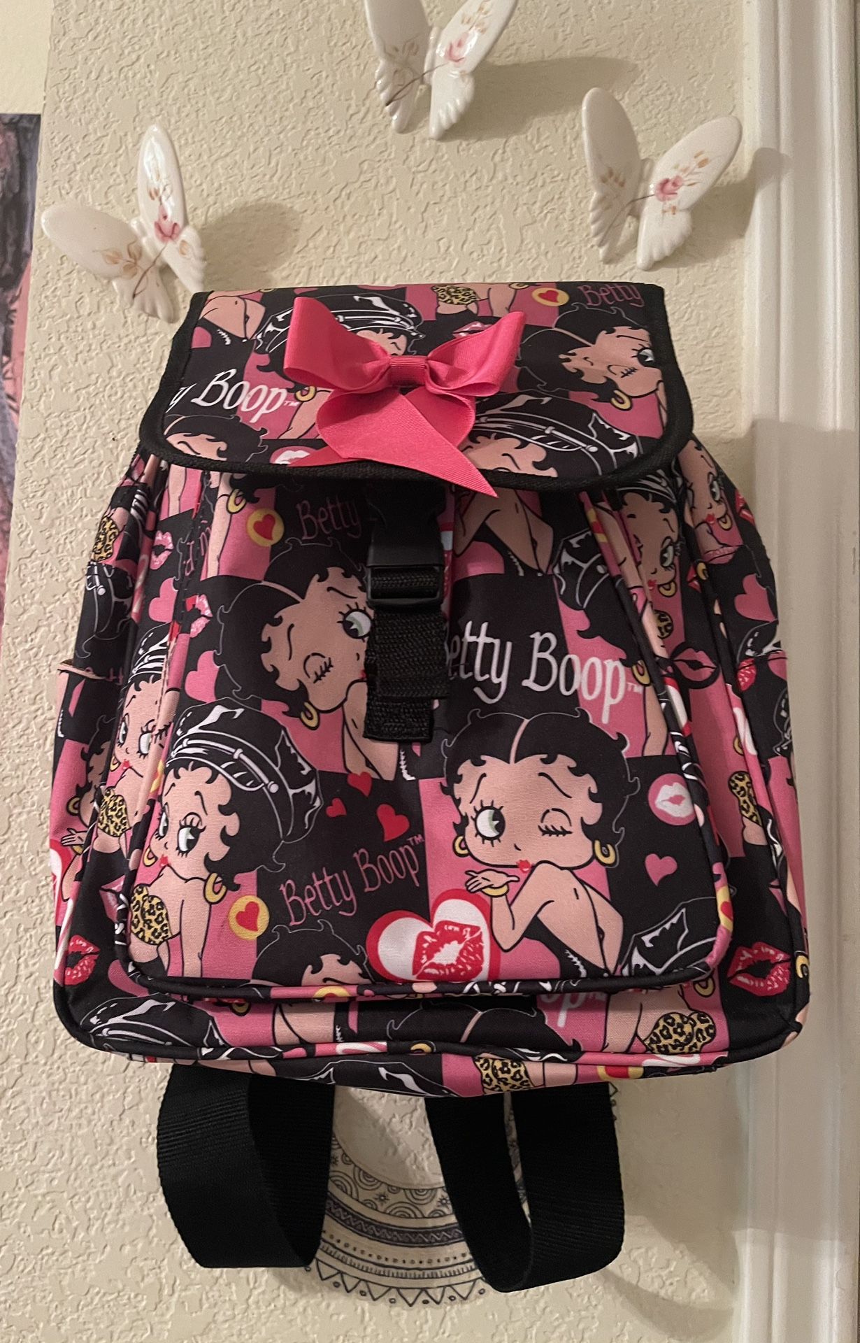 Betty Boop Pink and Black Backpack pre-owned