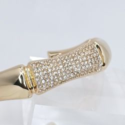 18k Gold Plated Simulated Diamond Cuff Bangle Bracelet Gift Boxed