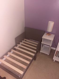 Free toddler bed frame with nightstand and lamp
