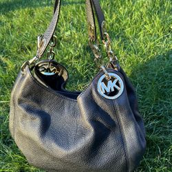 Michael Kors Black Leather Hobo Handbag
