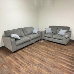 Living Room Furniture Light Gray Sofa, Loveseat 💛⭐$39 Down Payment with Financing ⭐ 90 Days same as cash