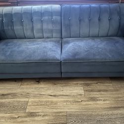 Velvet Blue Sofa/futon