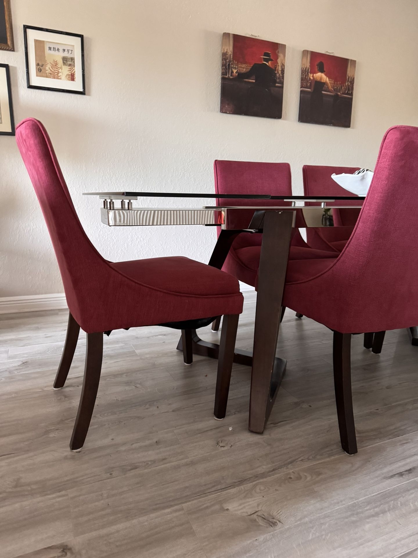 Red Dining Table Chairs (5)