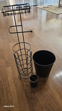 Toilet Paper Holder And Small Trash Bin
