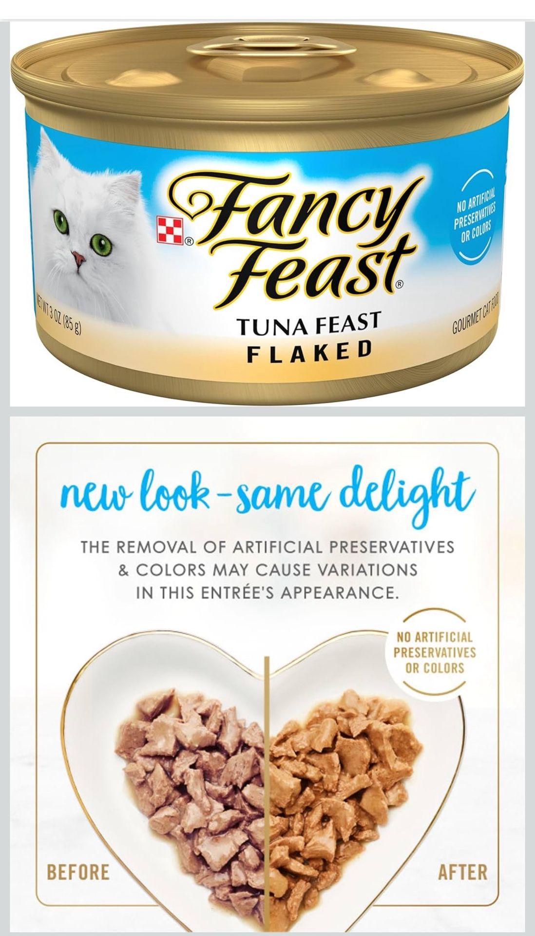 New 24 Pack Purina Fancy Feast Wet Cat Food Flaked Tuna Feast - (Pack of 24) 3 oz. Cans