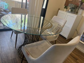 Glass Dining Table Set Of 4 Chairs