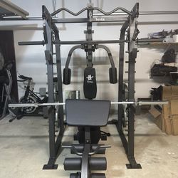 Vesta Fitness Smith Machine 2001 w/Bench Attachment | 230lb Bumpers Weights | 7ft Olympic Bar | Fitness | Gym Equipment | FREE DELIVERY 🚚 