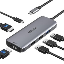 Docking Station USB C to Dual HDMI Adapter, MOKiN USB C Hub Dual HDMI Monitors for Windows, USB C Adapter with Dual HDMI,3 USB Port,PD Compatible for 