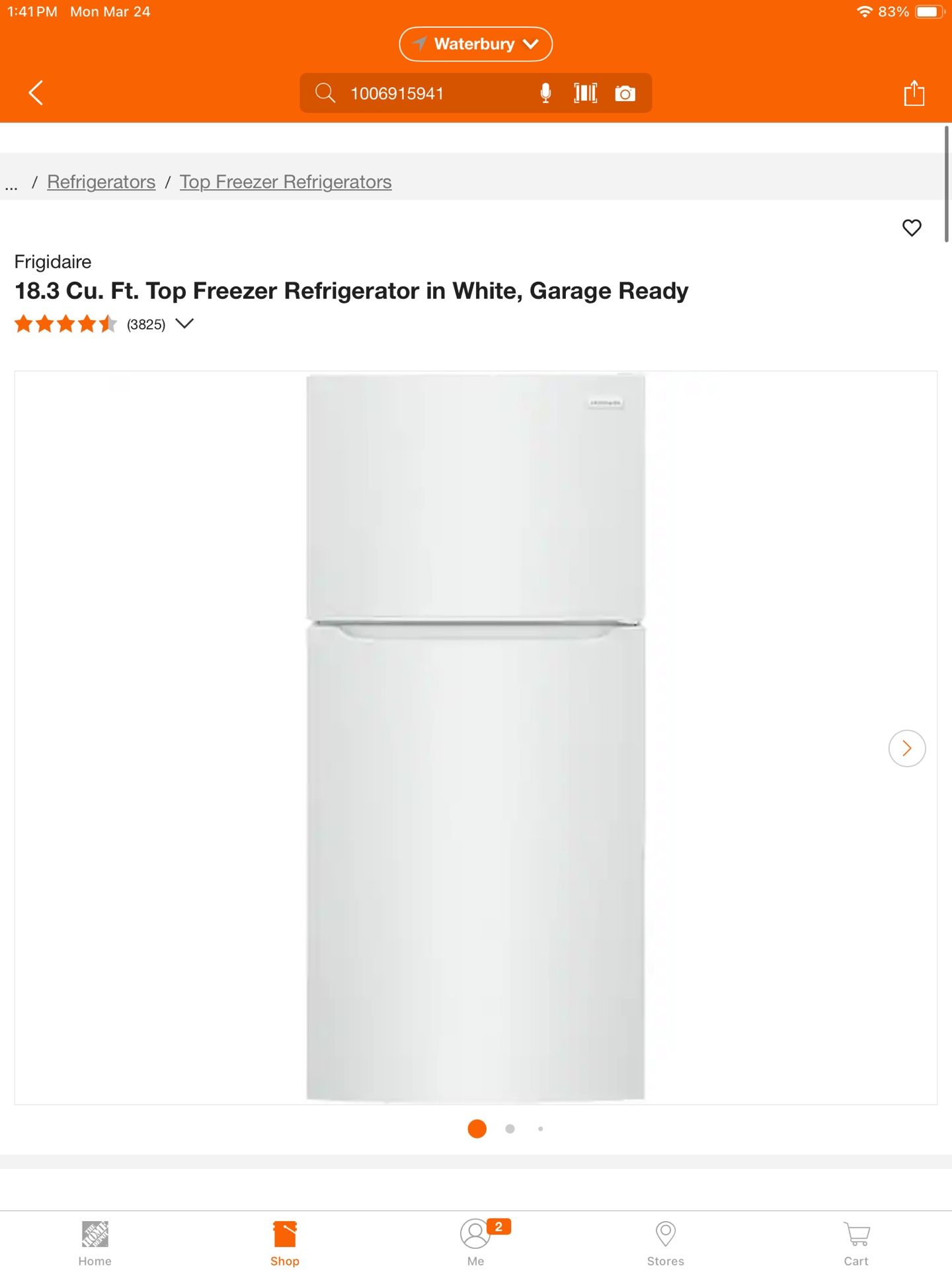 Frigidaire 18.3 Cu. Ft. Top Freezer Refrigerator in White, Garage Ready