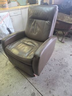 Brown leather electric recliner