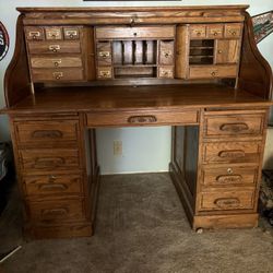 Vintage Oak Roll top Desk 