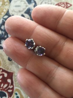Amethyst stud earrings