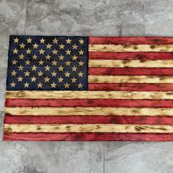 Handmade American Flag Wood Wall Art