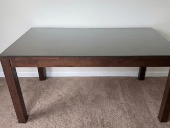Solid Wood Table / Desk with Custom Glass Top