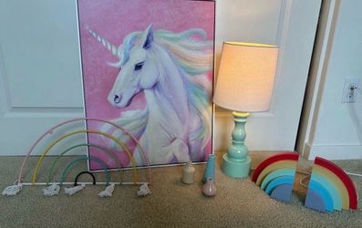 Rainbow unicorn bedroom decor bundle