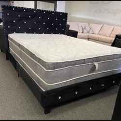 NEW QUEEN BED WITH 11inch PROMO MATTRESS AND BOXSPRING INCLUDING FREE DELIVERY AVAILABLE IN ALL SIZES